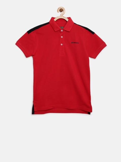 

Gini and Jony Boys Red Printed Back Polo Collar T-shirt