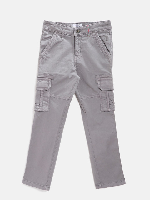 

Gini and Jony Boys Grey Regular Fit Solid Cargos