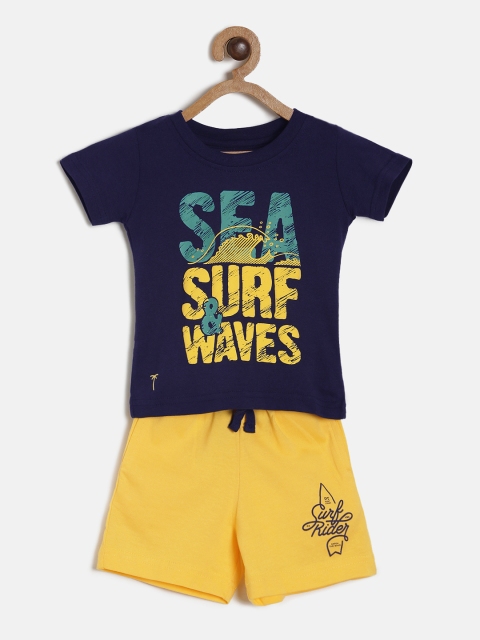 

Palm Tree Boys Blue & Yellow Printed T-shirt with Shorts