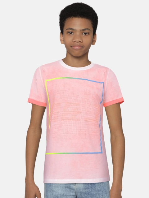 

Gini and Jony Boys Pink Dyed Printed Round Neck T-shirt