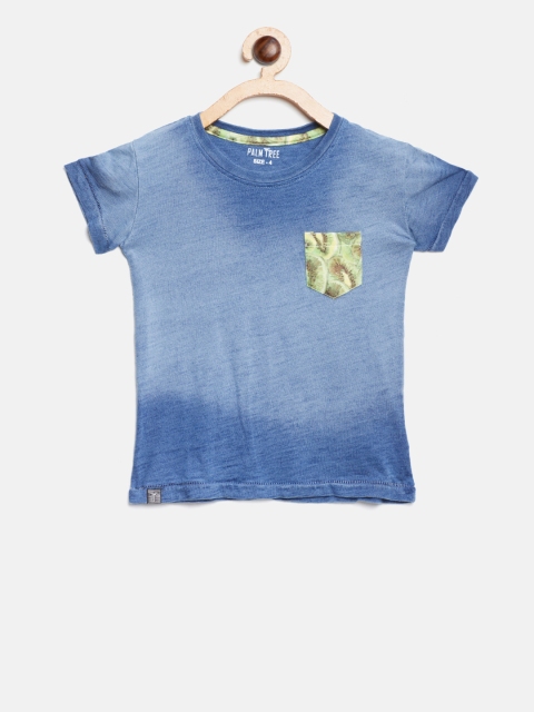 

Palm Tree Boys Blue Dyed Round Neck T-shirt