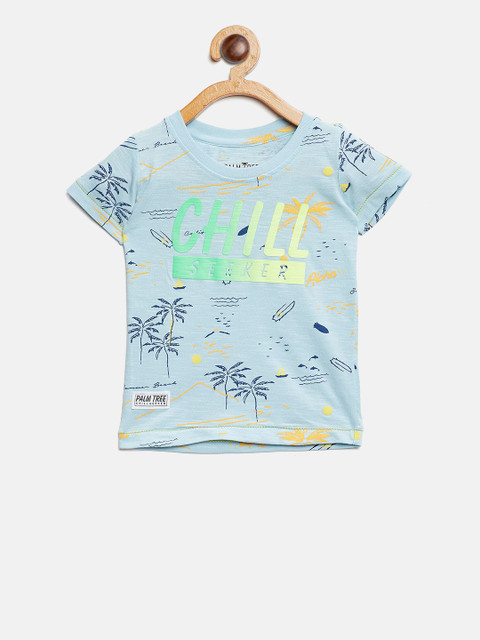 

Palm Tree Boys Blue Printed Round Neck T-shirt