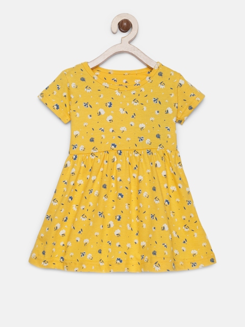 

Palm Tree Girls Yellow Printed Fit and Flare Dress