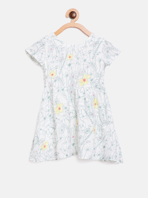 

Palm Tree Girls White & Green Printed Fit & Flare Dress