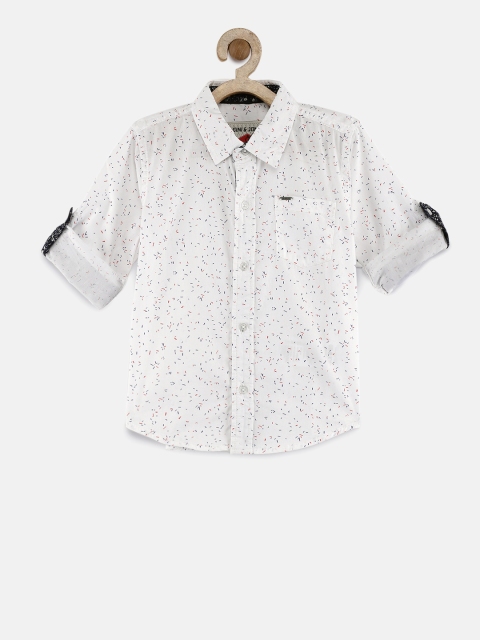 

Gini and Jony Boys White & Navy Blue Printed Casual Shirt