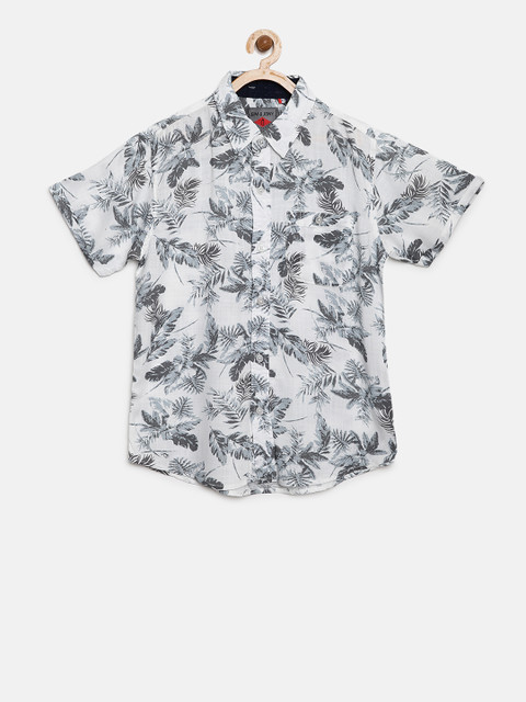 

Gini and Jony Boys White & Grey SlimFit Printed Casual Shirt
