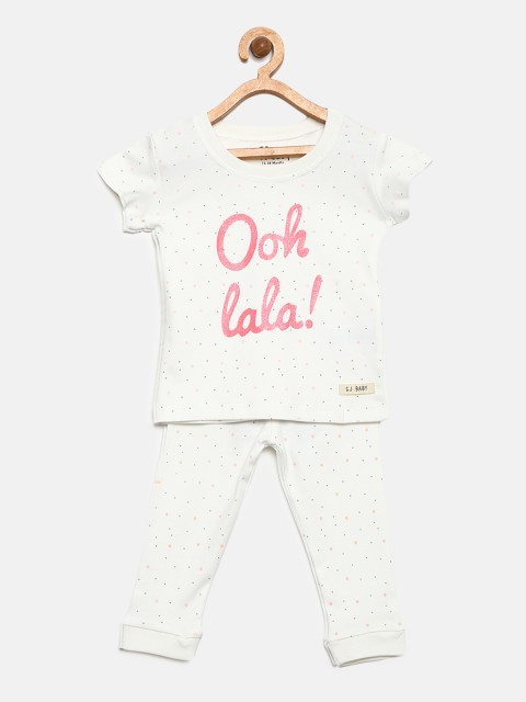 

Gini and Jony Girls White Printed Night Suit 151246520094 C101