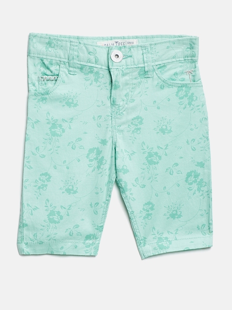 

Palm Tree Girls Sea Green Printed Regular Fit Capris