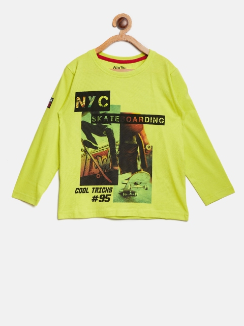 

Palm Tree Boys Lime Green Printed Round Neck T-shirt
