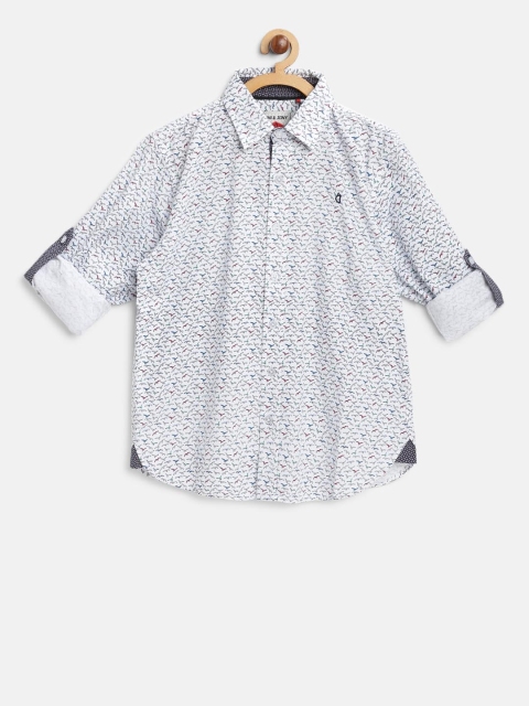 

Gini and Jony Boys White & Blue Regular Fit Printed Casual Shirt