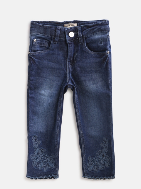 

Gini and Jony Girls Navy Washed Regular Fit Denim Capris, Navy blue