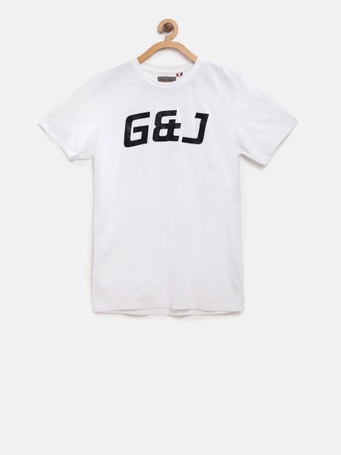

Gini and Jony Boys White & Black Printed Round Neck T-shirt