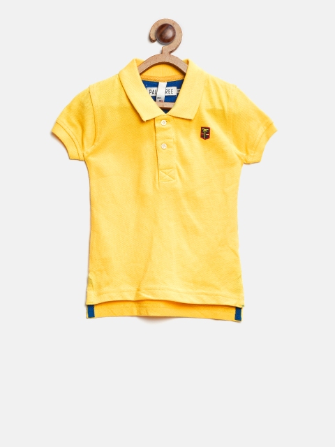 

Palm Tree Boys Yellow Solid Polo Collar T-shirt