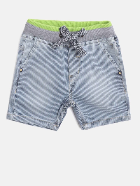 

Palm Tree Boys Blue & White Striped Regular Fit Denim Shorts