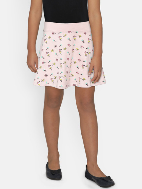 

Palm Tree Girls Pink & Yellow Floral Print A-Line Skirt