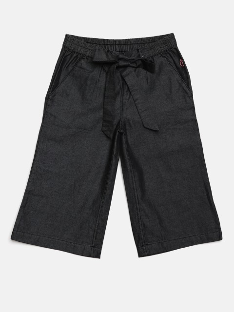 

Gini and Jony Girls Charcoal Grey Solid Chambray Regular Fit Culottes