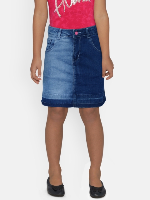 

Palm Tree Girls Blue Washed Denim Straight Skirt