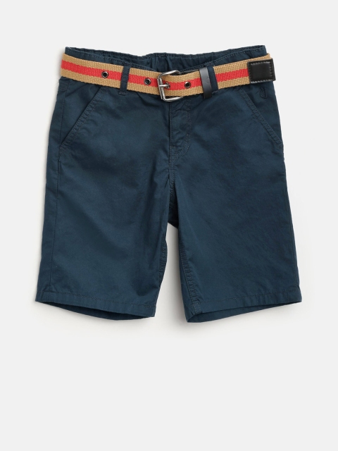 

Gini and Jony Boys Navy Blue Solid Regular Fit Chino Shorts with Belt