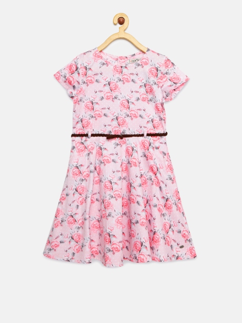 

Palm Tree Girls Pink Printed Fit and Flare Dress