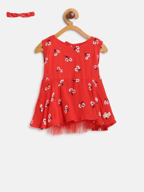 

Gini and Jony Girls Red Printed A-Line Dress