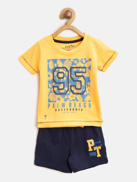 

Palm Tree Boys Yellow & Navy Printed T-shirt with Shorts