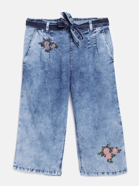 

Palm Tree Girls Blue Self Design Slim Fit Capris