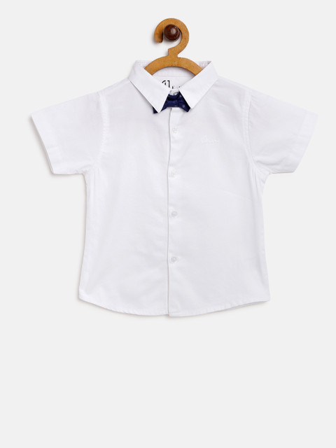 

Gini and Jony Boys White Regular Fit Solid Casual Shirt with Bow-Tie