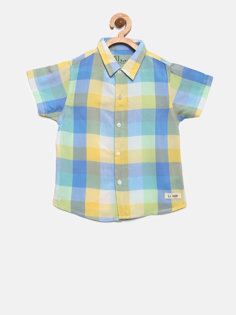 

Gini and Jony Boys Yellow & Blue Regular Fit Checked Casual Shirt