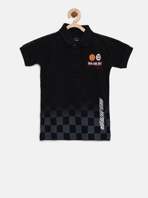 

Gini and Jony Boys Black Checked Polo Collar T-shirt