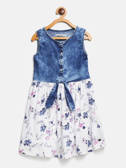 

Palm Tree Girls Blue & White Printed Fit & Flare Dress