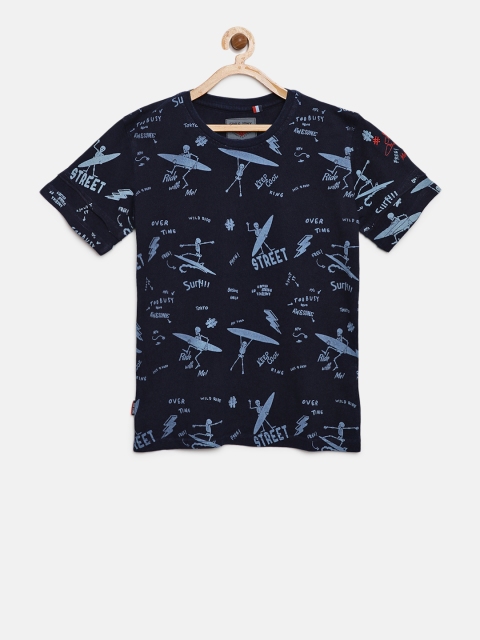 

Gini and Jony Boys Navy Blue Printed Round Neck T-shirt