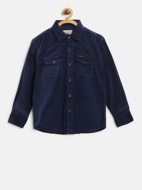 

Gini and Jony Boys Navy Blue Corduroy Regular Fit Solid Casual Shirt