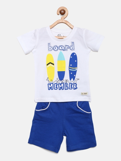 

Gini and Jony Boys White & Blue Printed T-shirt with Shorts