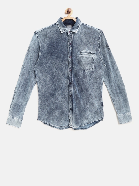 

Palm Tree Boys Blue Regular Fit Faded Chambray Shirt