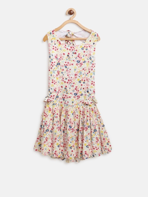 

Gini and Jony Girls Off-White Printed Drop-Waist Dress