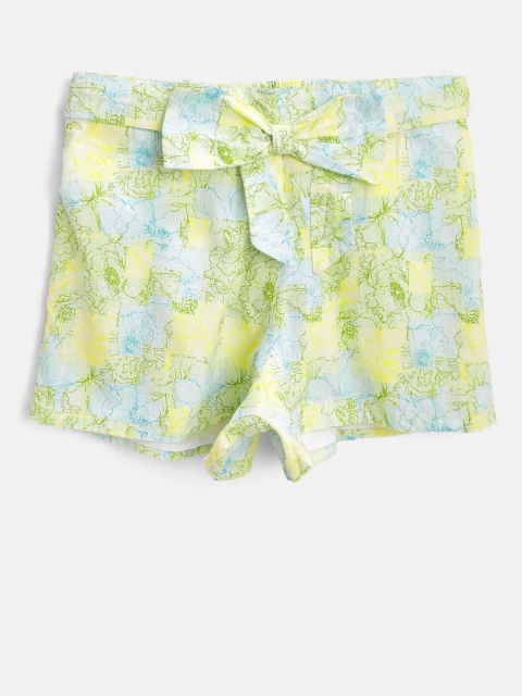 

Palm Tree Girls Yellow & Green Floral Print Regular Fit Shorts