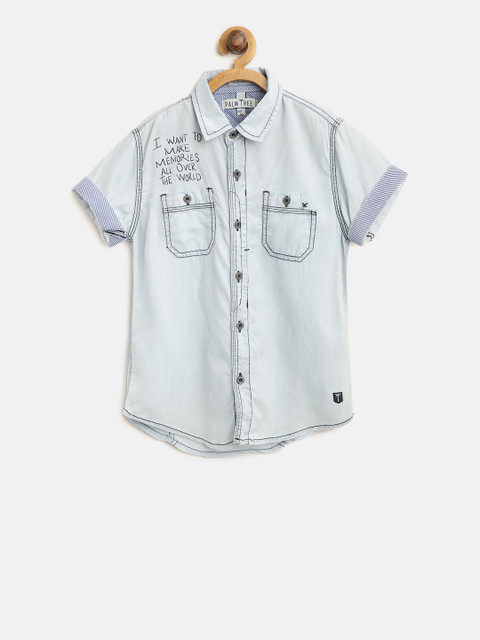 

Palm Tree Boys Blue Regular Fit Printed Casual Shirt