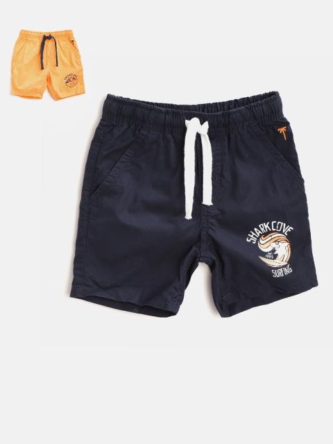 

Palm Tree Boys Pack of 2 Solid Regular Shorts, Orange