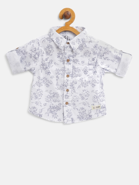 

Gini and Jony Boys White & Navy Blue Regular Fit Printed Casual Shirt