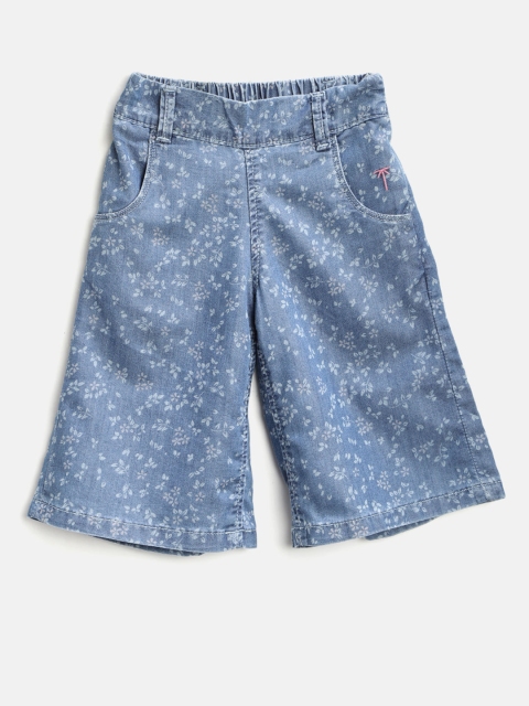 

Palm Tree Girls Blue Regular Fit Printed Culottes