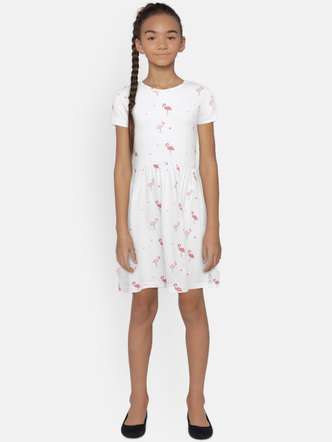 

Palm Tree Girls White Printed Fit and Flare Dress