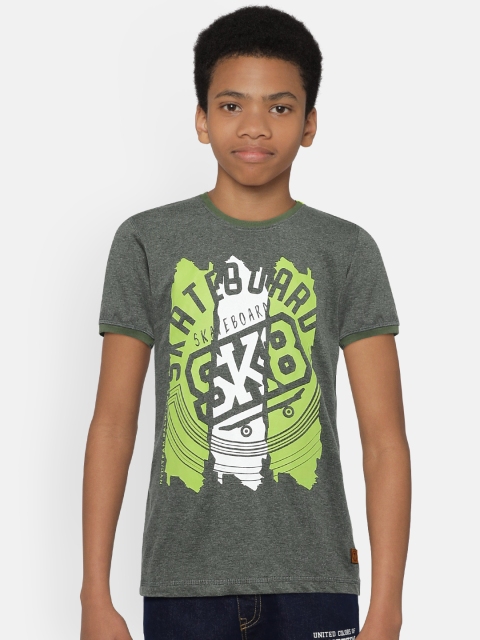 

Palm Tree Boys Olive Green Printed Round Neck T-shirt