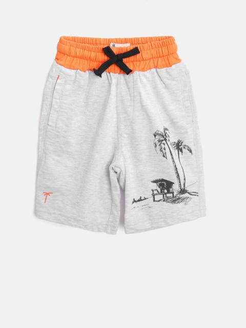 

Palm Tree Boys Grey Melange Solid Regular Fit Shorts