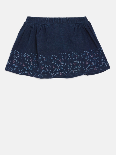 

Palm Tree Girls Navy Blue Printed A-Line Pure Cotton Skirt