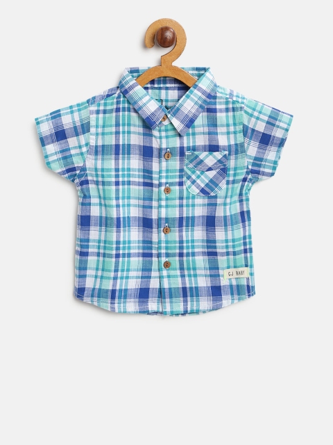 

Gini and Jony Boys Blue & White Regular Fit Checked Casual Shirt