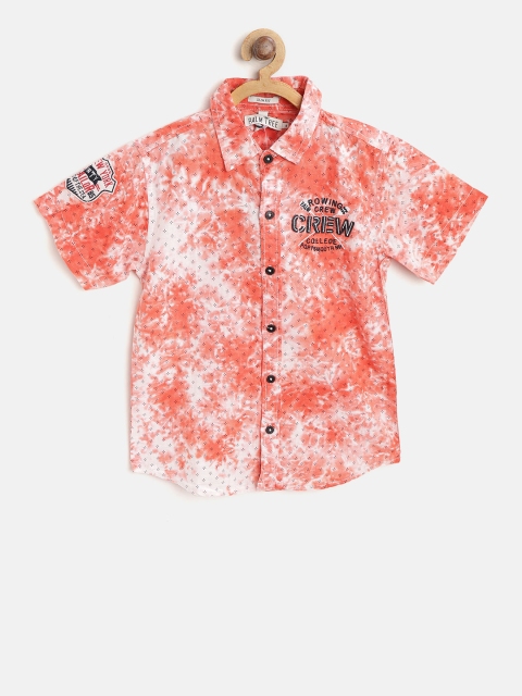 

Palm Tree Boys Orange & Off-White Slim Fit Printed Casual Shirt