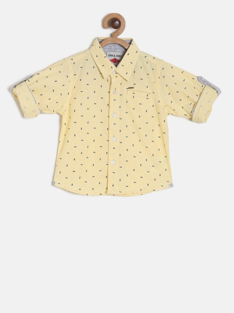 

Gini and Jony Boys Yellow Regular Fit Printed Casual Shirt
