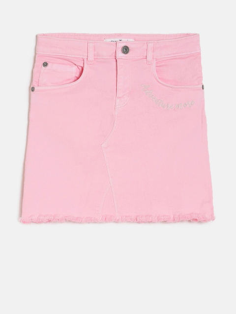 

Palm Tree Girls Pink Solid Denim Mini Skirt