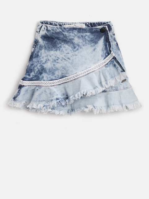 

Gini and Jony Girls Blue Washed Layered Denim A-Line Skirt
