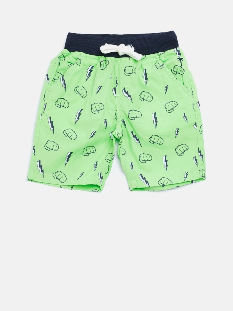 

Palm Tree Boys Green & Navy Blue Printed Regular Fit Shorts